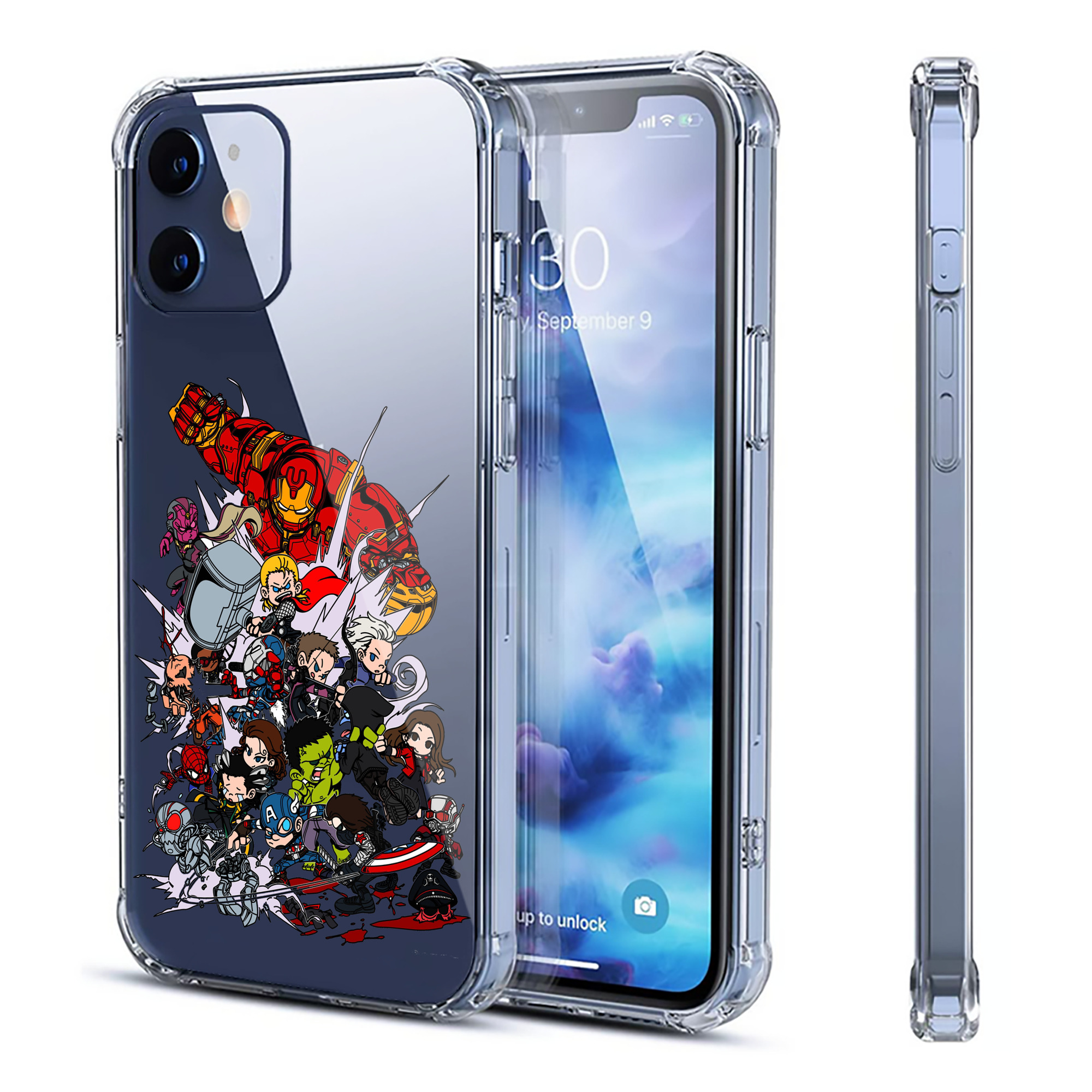 （画像用） アベンジャーズ The Avengers 【iPhone 12シリーズ対応】透明スマホケース（クリアソフトケース）